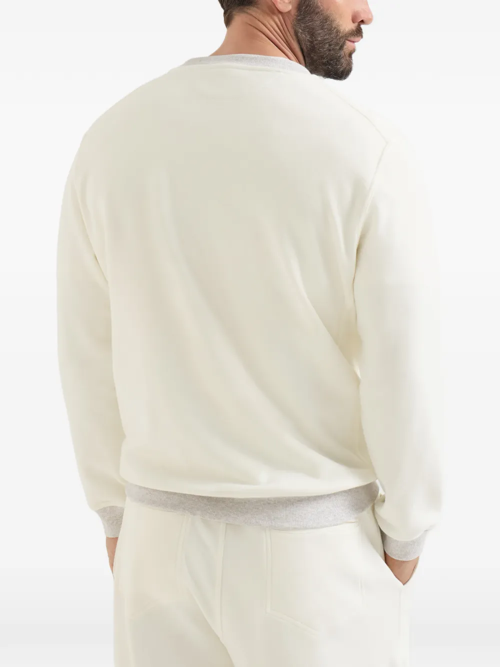 Brunello Cucinelli Katoen badstof sweater met borduurwerk Beige