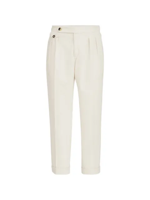 Brunello Cucinelli cotton corduroy trousers with reversed double pleats and waist tabs