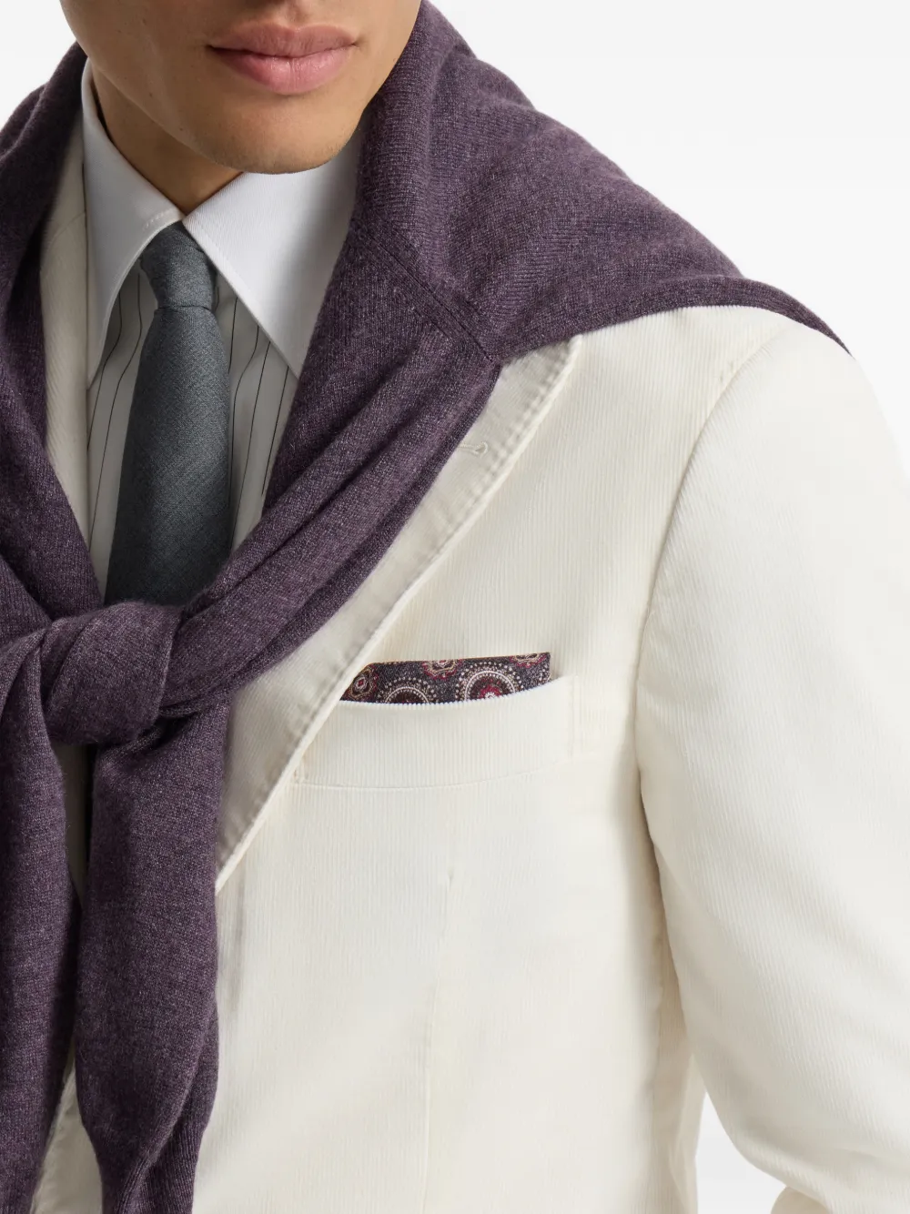Brunello Cucinelli Zijden pochet met medaillon-design Grijs
