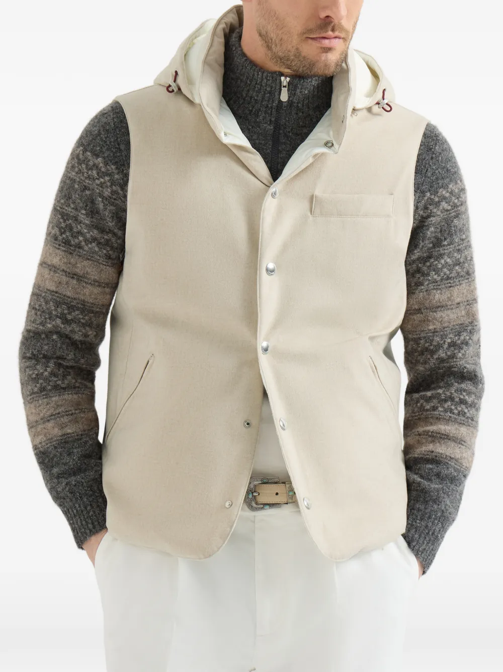 Brunello Cucinelli Bodywarmer met drukknop Beige
