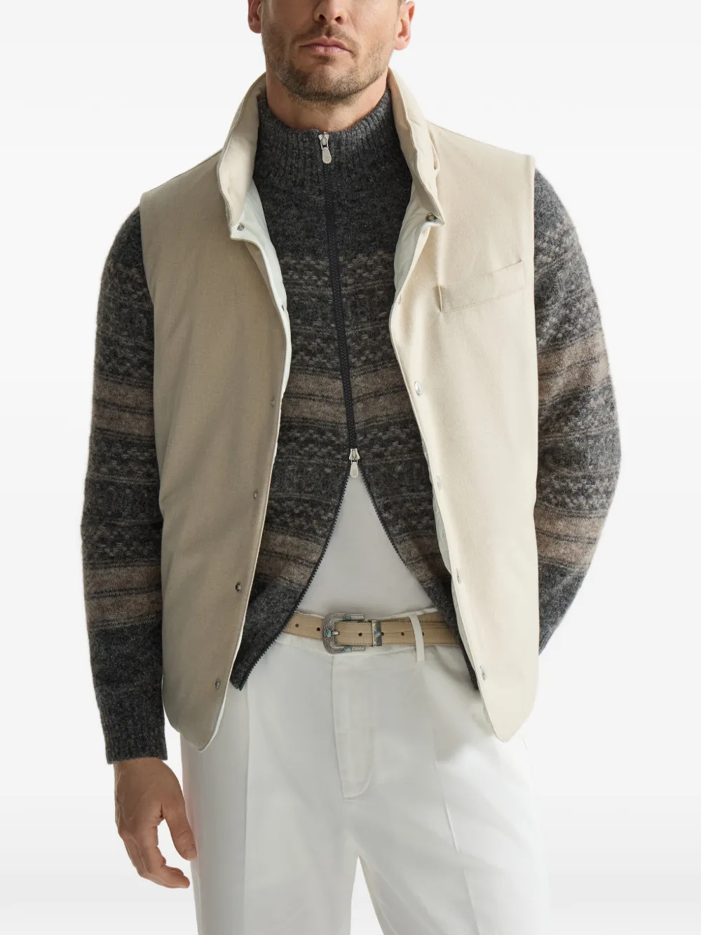 Brunello Cucinelli Bodywarmer met drukknop Beige