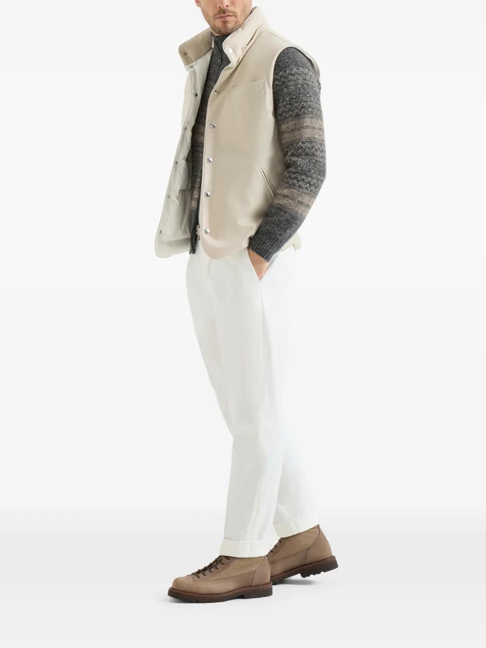 Brunello Cucinelli Bodywarmer met drukknop Beige