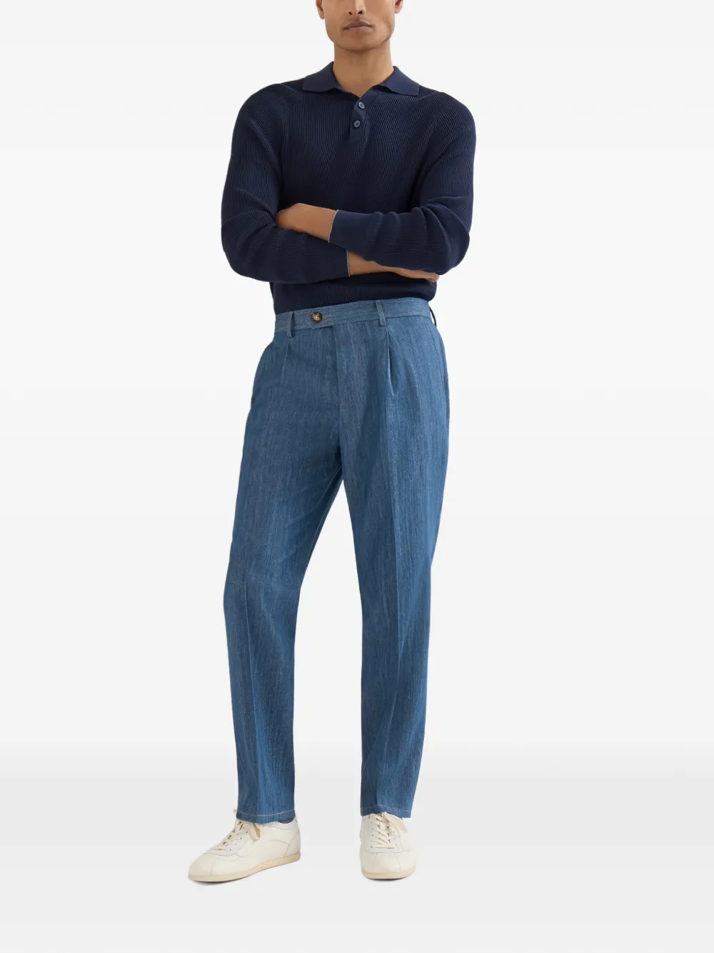 Brunello Cucinelli Broek met plooien Blauw