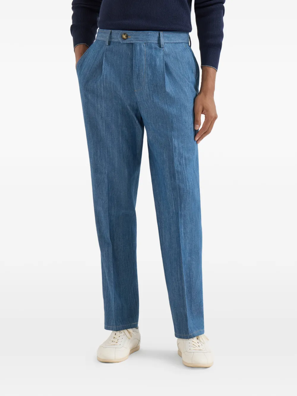 Brunello Cucinelli Broek met plooien Blauw