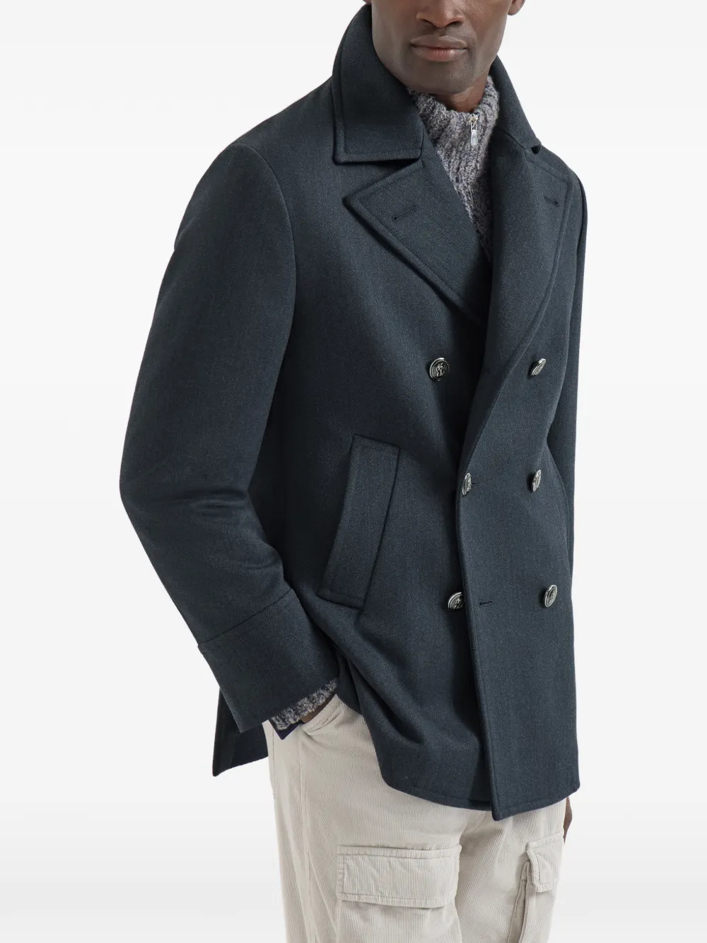 Brunello Cucinelli Jack met dubbele rij knopen Blauw