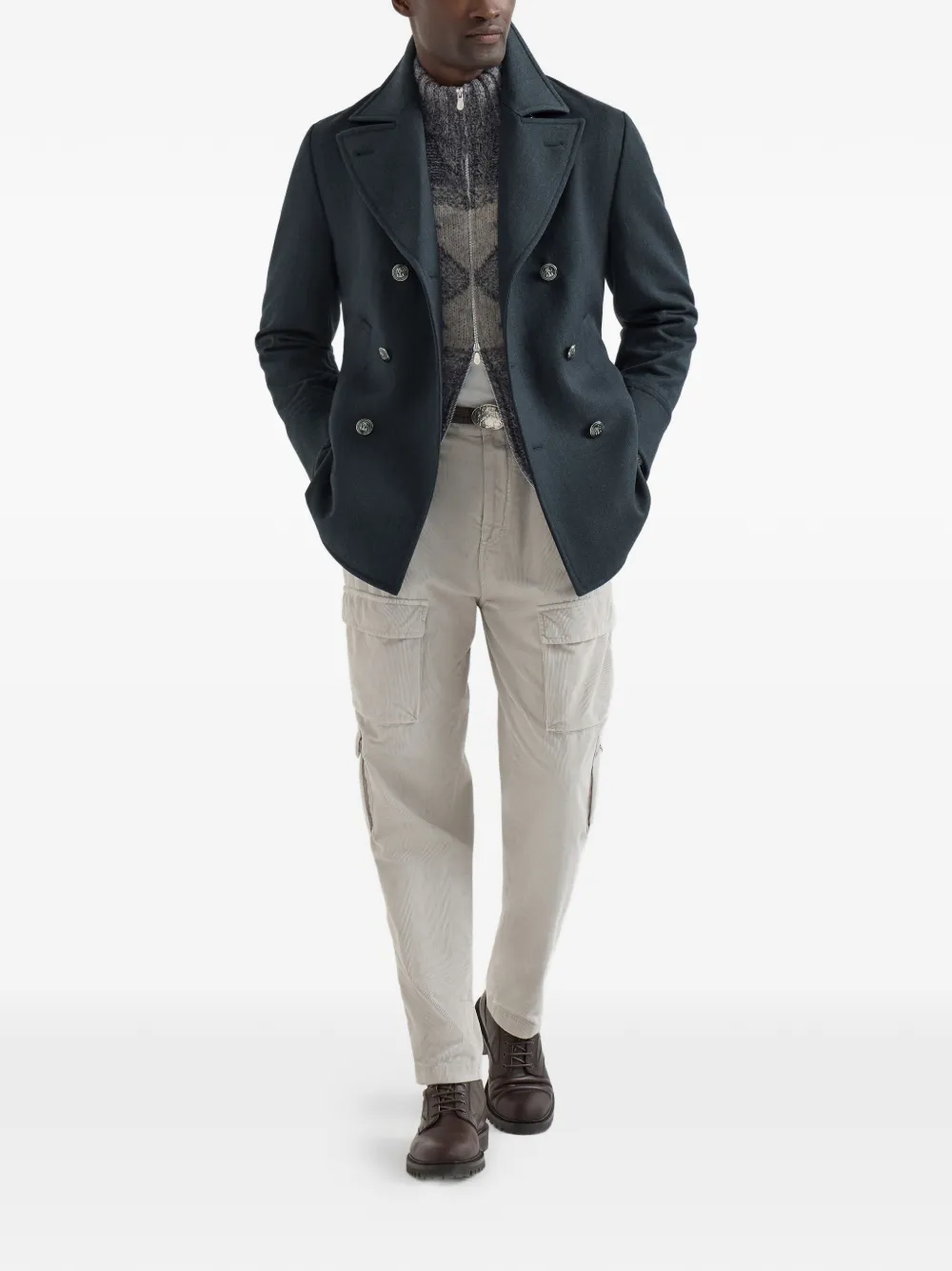 Brunello Cucinelli Jack met dubbele rij knopen Blauw