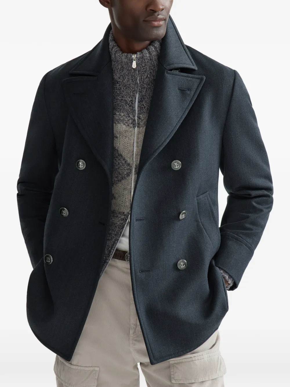 Brunello Cucinelli Jack met dubbele rij knopen Blauw