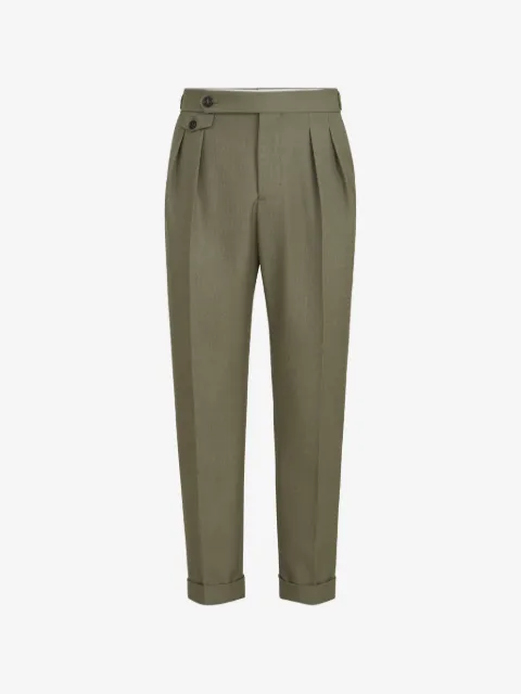 Brunello Cucinelli virgin-wool diagonal trousers with reversed double-pleats and waist-tabs