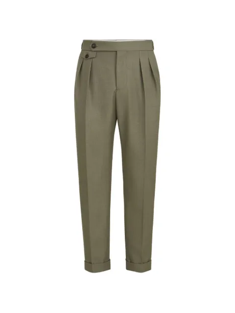 Brunello Cucinelli virgin-wool diagonal trousers with reversed double-pleats and waist-tabs