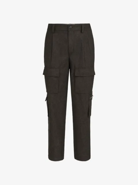 Brunello Cucinelli pantalones de franela de lana virgen con bolsillos cargo y trabillas