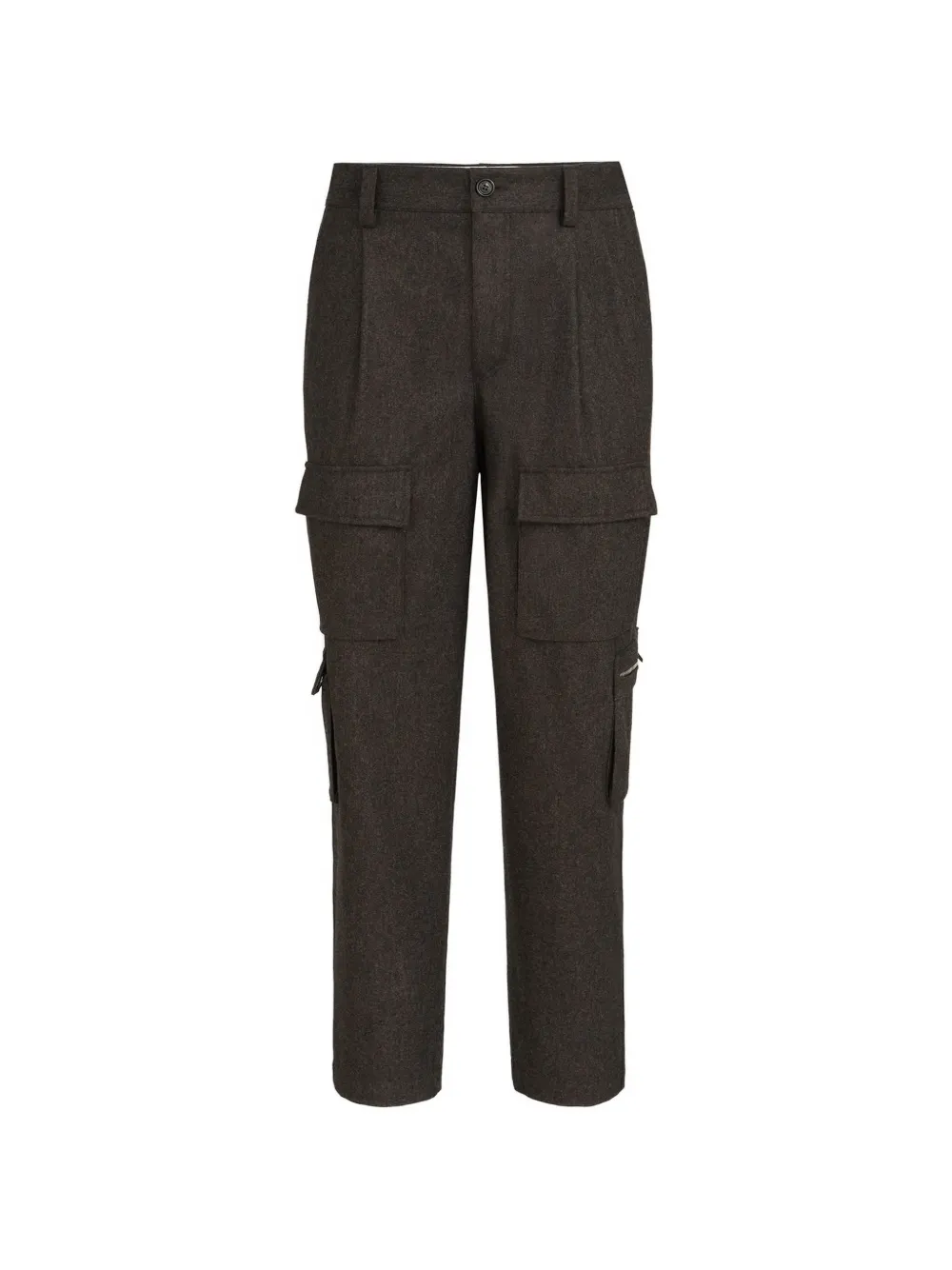 Brunello Cucinelli virgin wool flannel trousers with cargo pockets and waist tabs