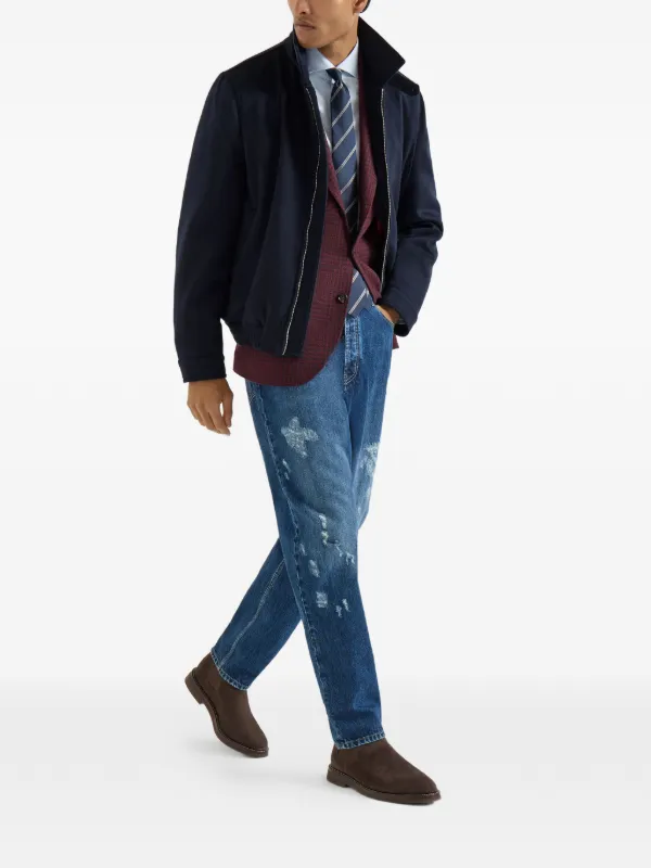 Brunello Cucinelli zip-up Jacket | Blue | FARFETCH JO