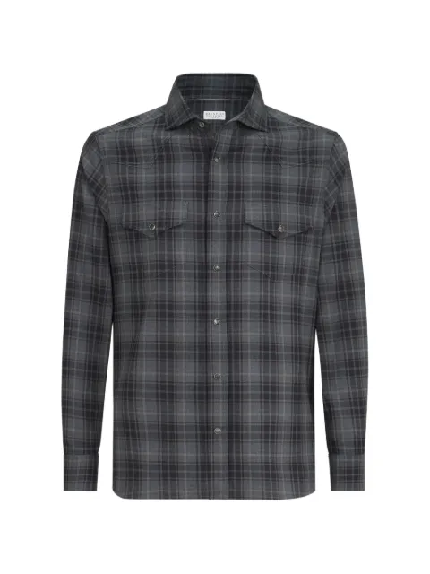 Brunello Cucinelli cotton madras western shirt