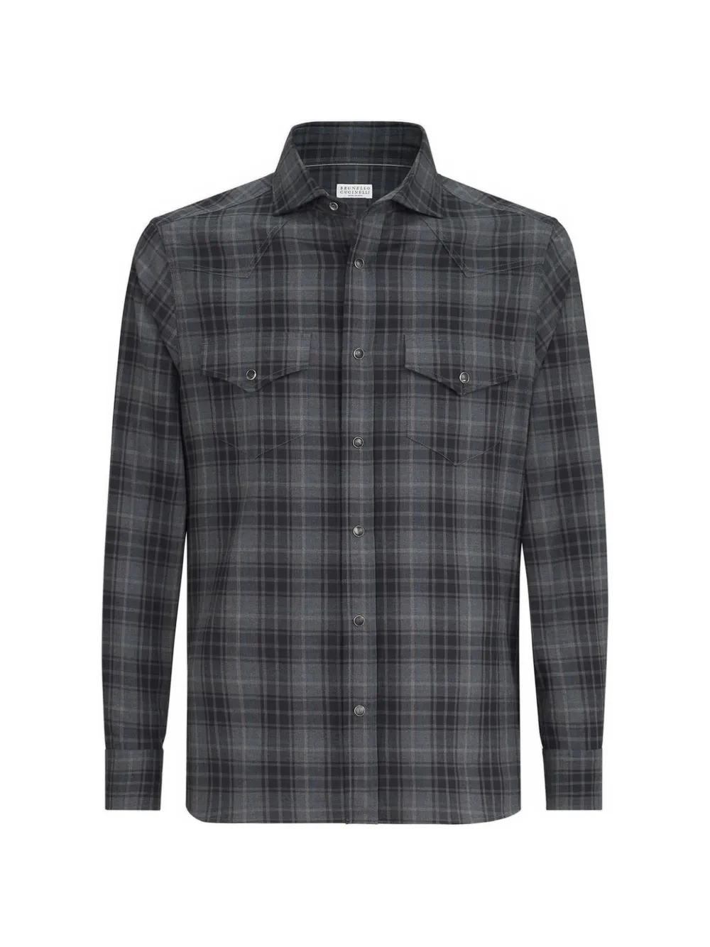 Brunello Cucinelli cotton madras western shirt