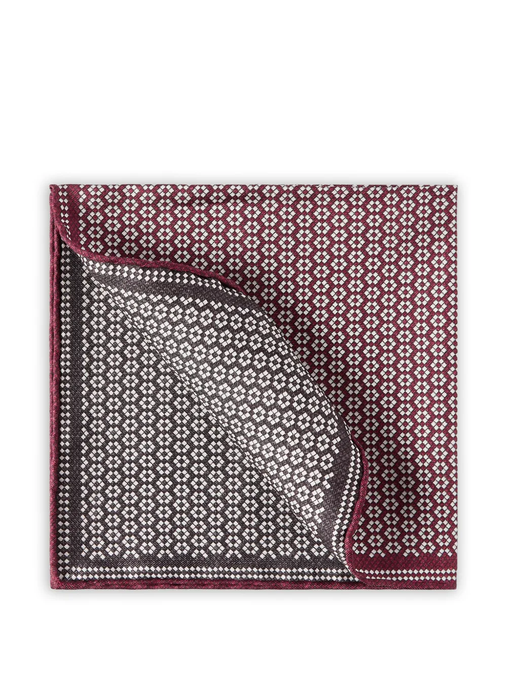 Brunello Cucinelli silk geometric-pattern pocket square - Rosso