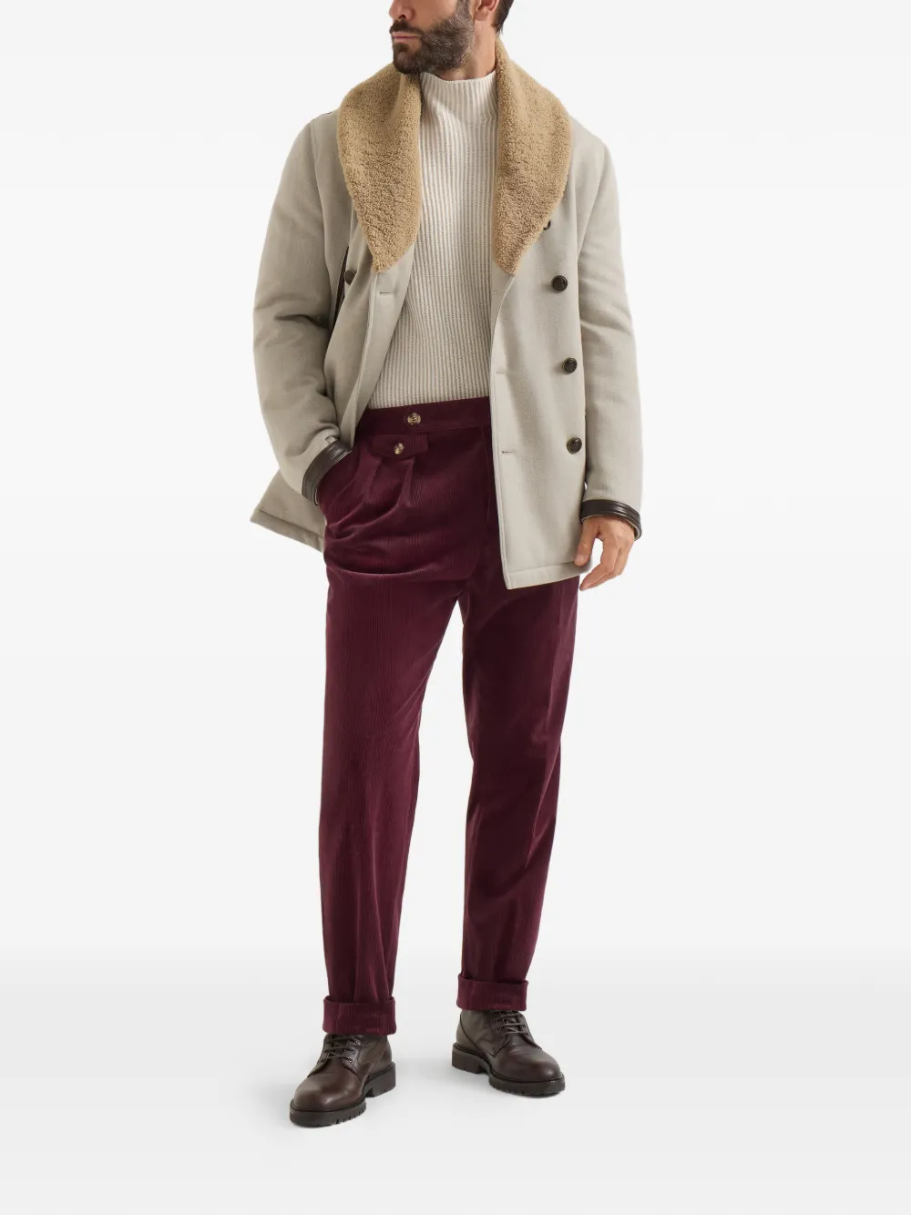 Brunello Cucinelli kasjmier Engelse rib coltrui Beige
