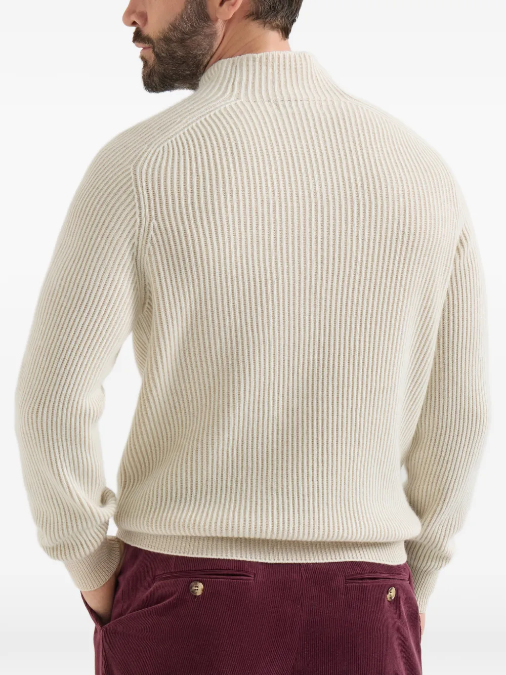 Brunello Cucinelli kasjmier Engelse rib coltrui Beige