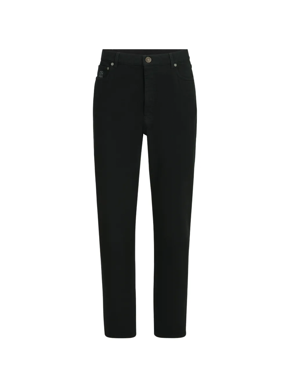 Brunello Cucinelli garment-dyed denim iconic-fit five-pocket trousers - Nero