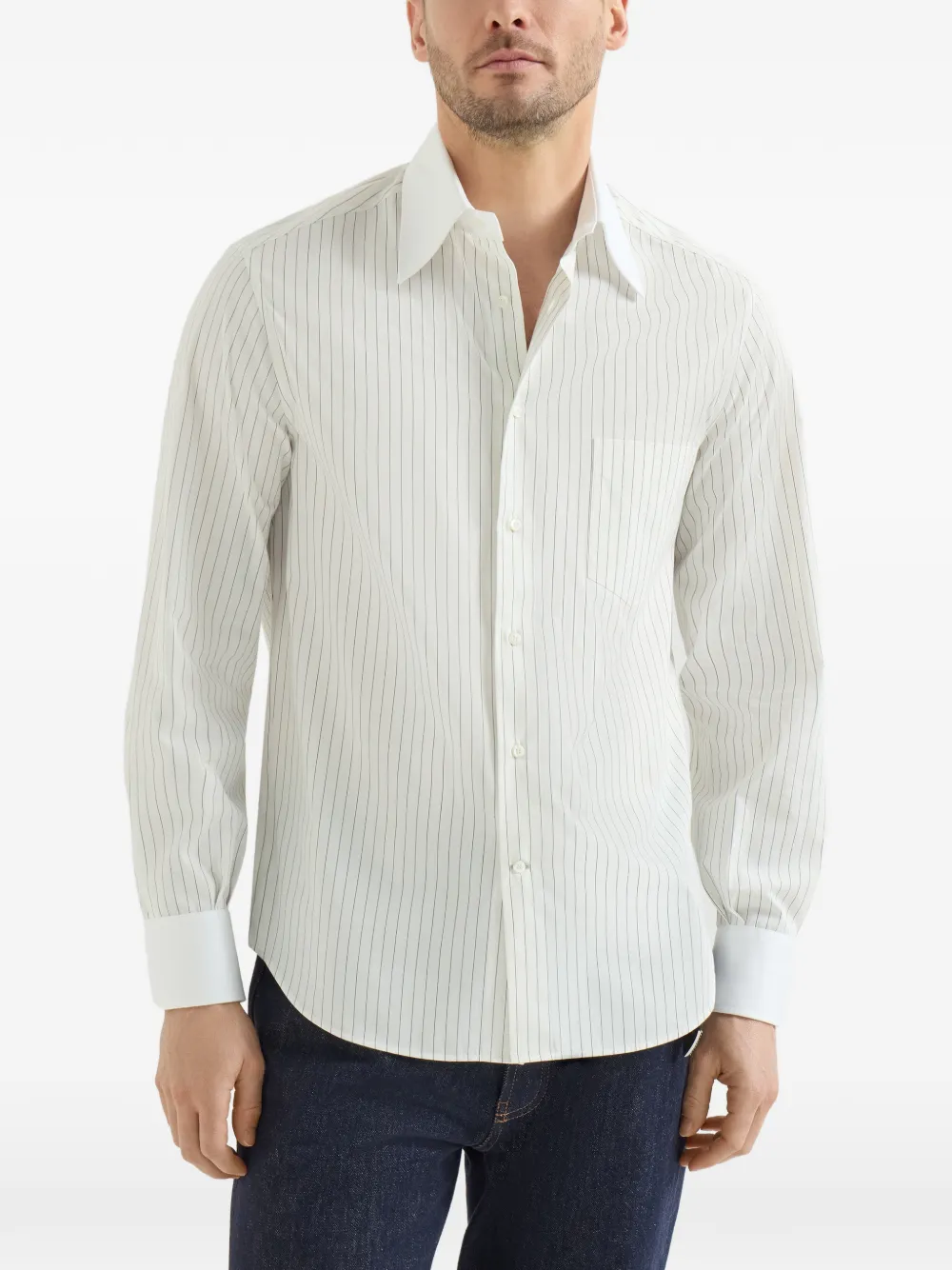 Brunello Cucinelli Gestreept overhemd Beige
