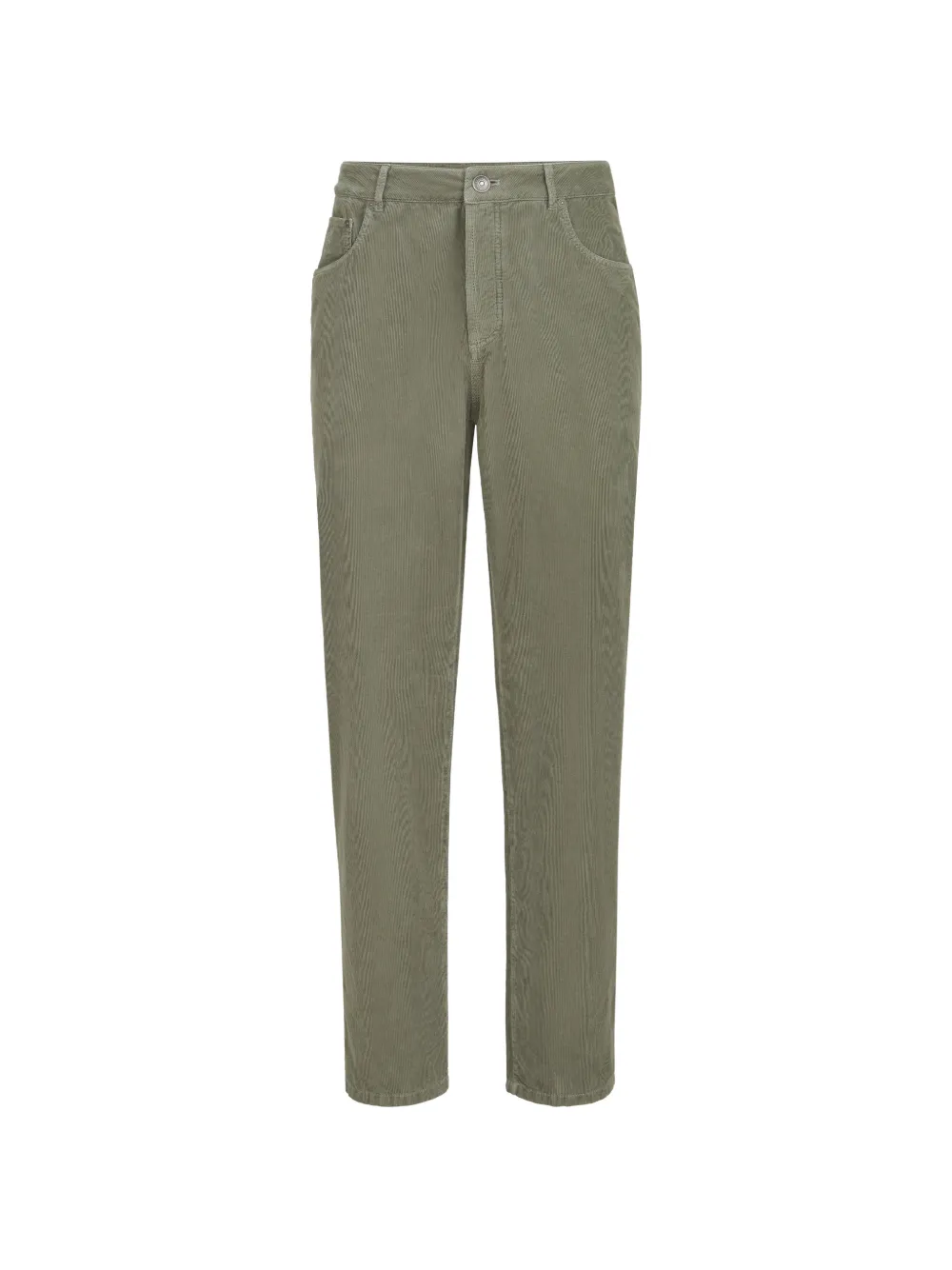 Brunello Cucinelli garment-dyed five-pocket trousers in cotton narrow-wale corduroy - Verde