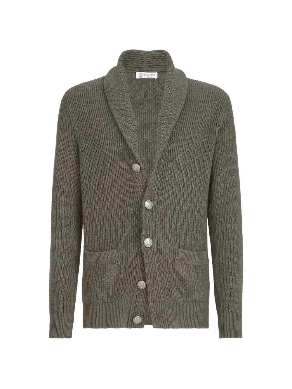 Brunello Cucinelli malfilé-cotton English-rib cardigan - Verde