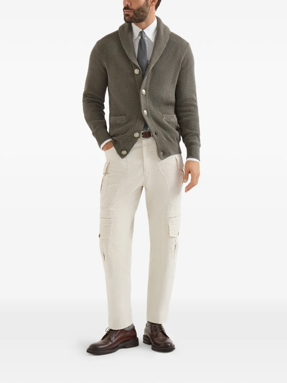 Brunello Cucinelli Malfilé-katoenen Engelse-rib vest Groen