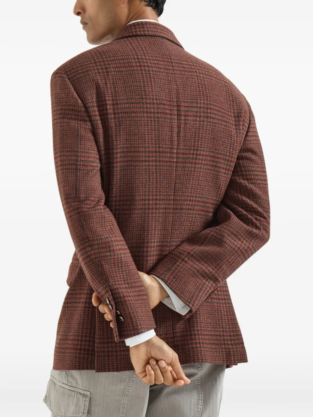 Brunello Cucinelli Kasjmier Prince of Wales blazer Bruin