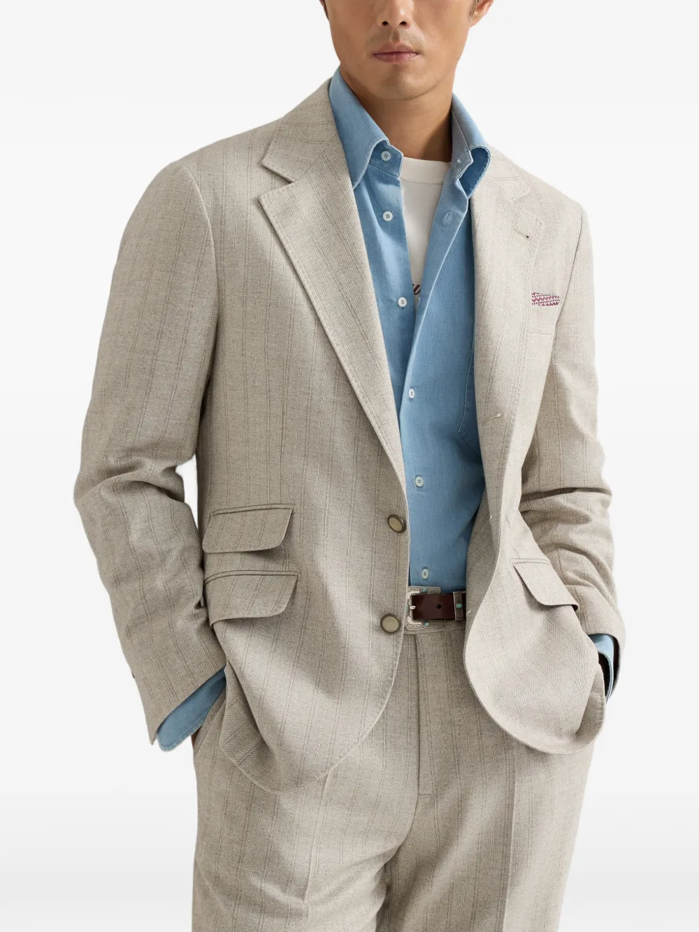Brunello Cucinelli Cavallo gestreepte blazer Beige