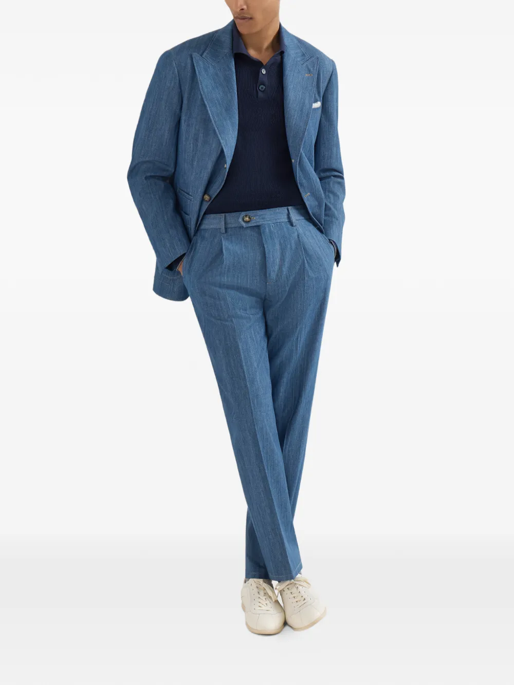 Brunello Cucinelli Blazer met puntige revers Blauw