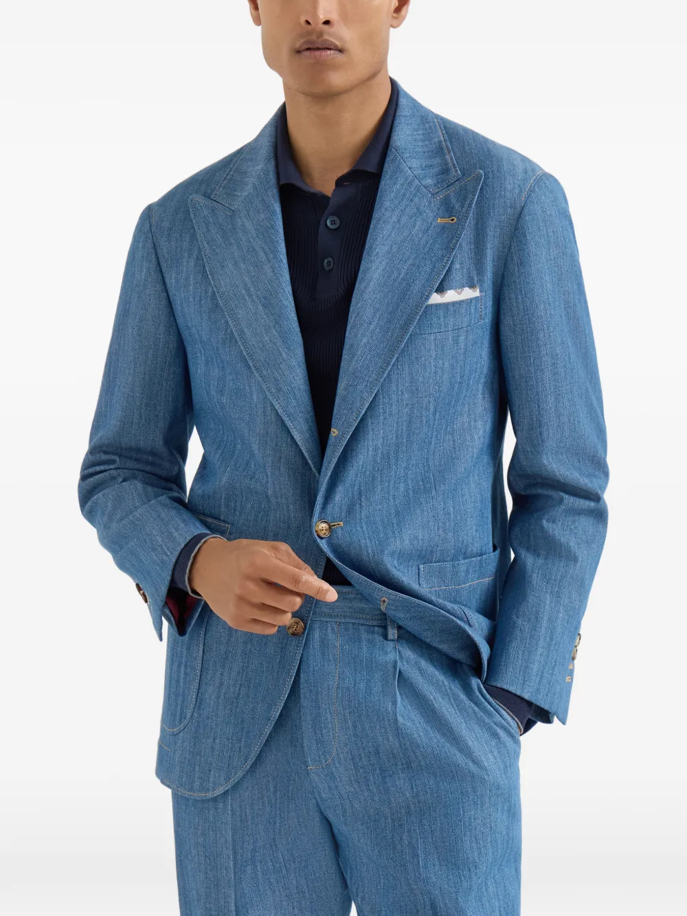 Brunello Cucinelli Blazer met puntige revers Blauw