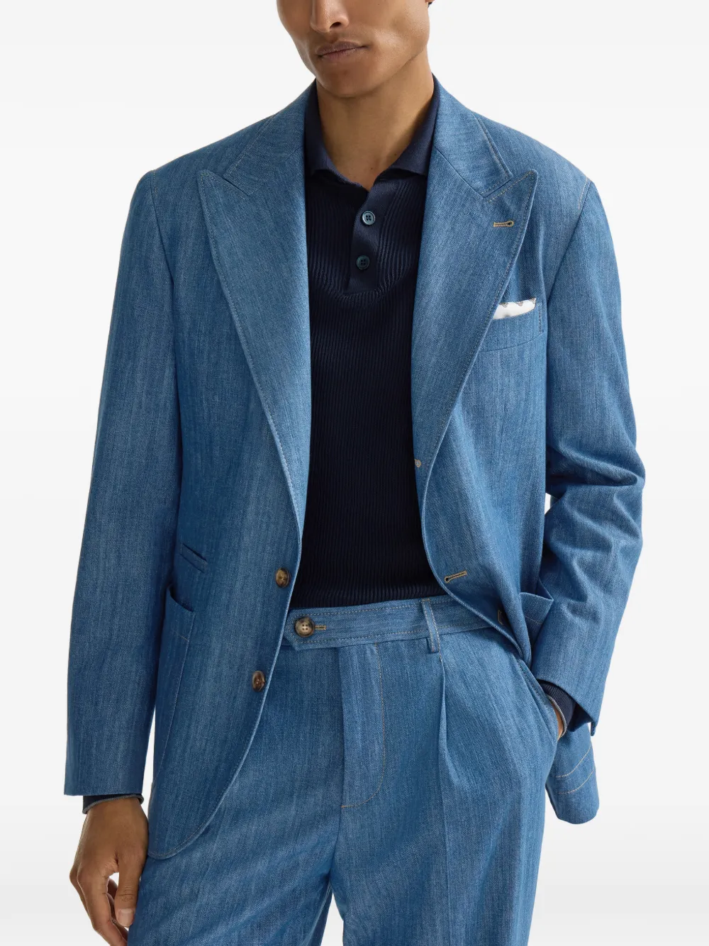 Brunello Cucinelli Blazer met puntige revers Blauw