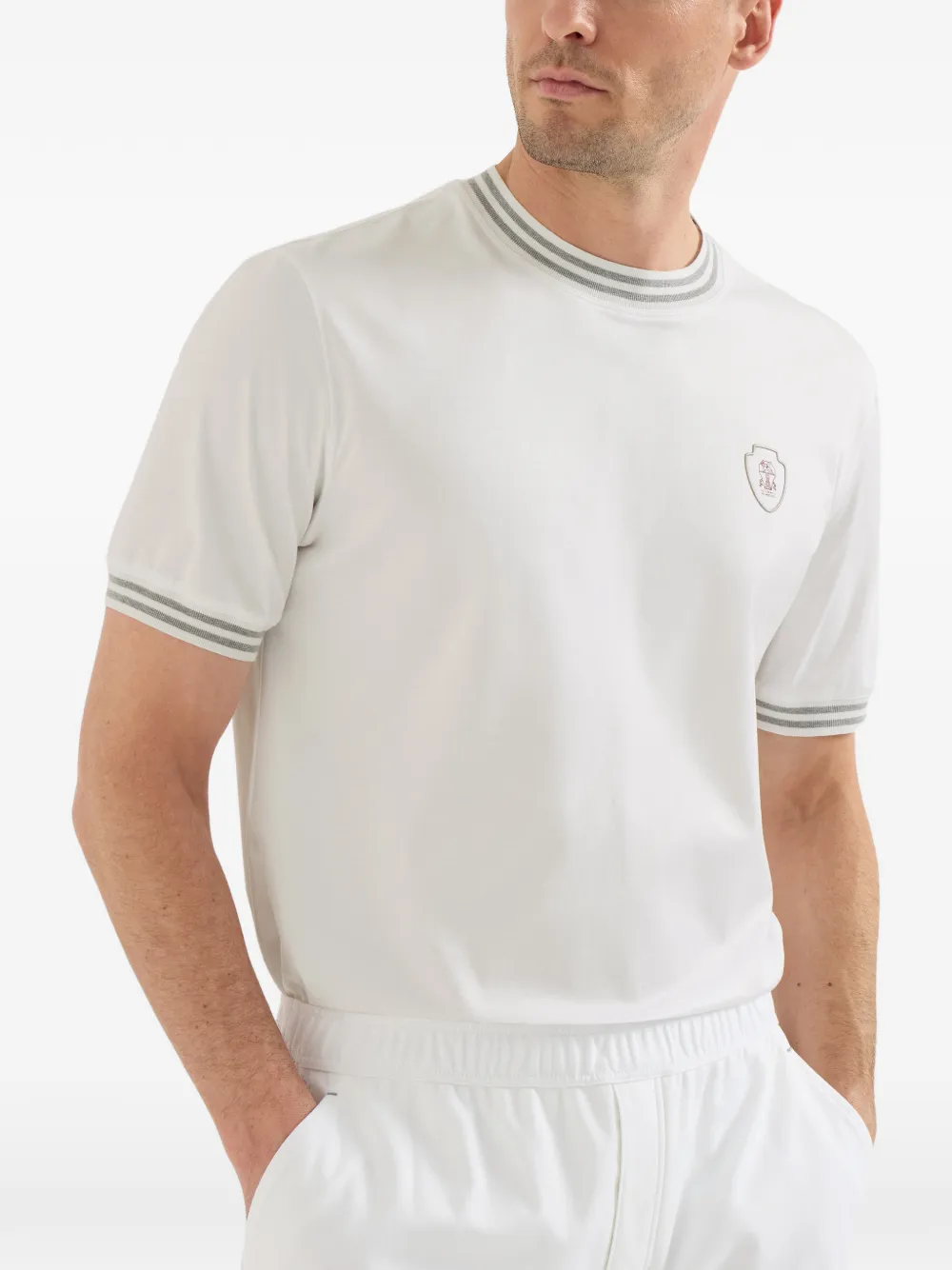 Brunello Cucinelli T-shirt met geborduurd logo Wit