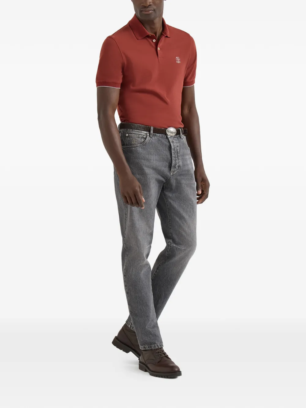 Brunello Cucinelli Greyscale denim leisure-fit broek met vijf zakken Grijs