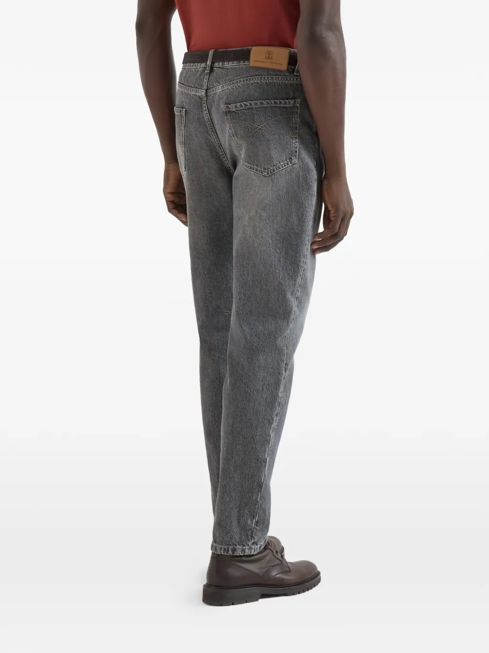 Brunello Cucinelli Greyscale denim leisure-fit broek met vijf zakken Grijs