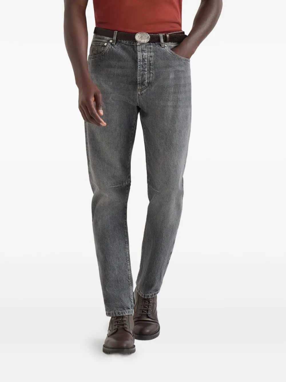 Brunello Cucinelli Greyscale Denim leisure-fit five-pocket