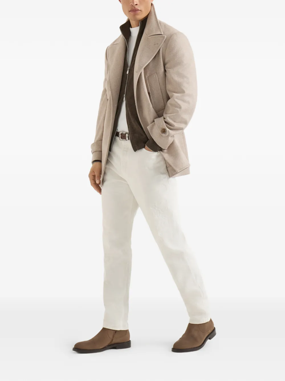 Brunello Cucinelli Kasjmier vest met hoge hals en rits Bruin