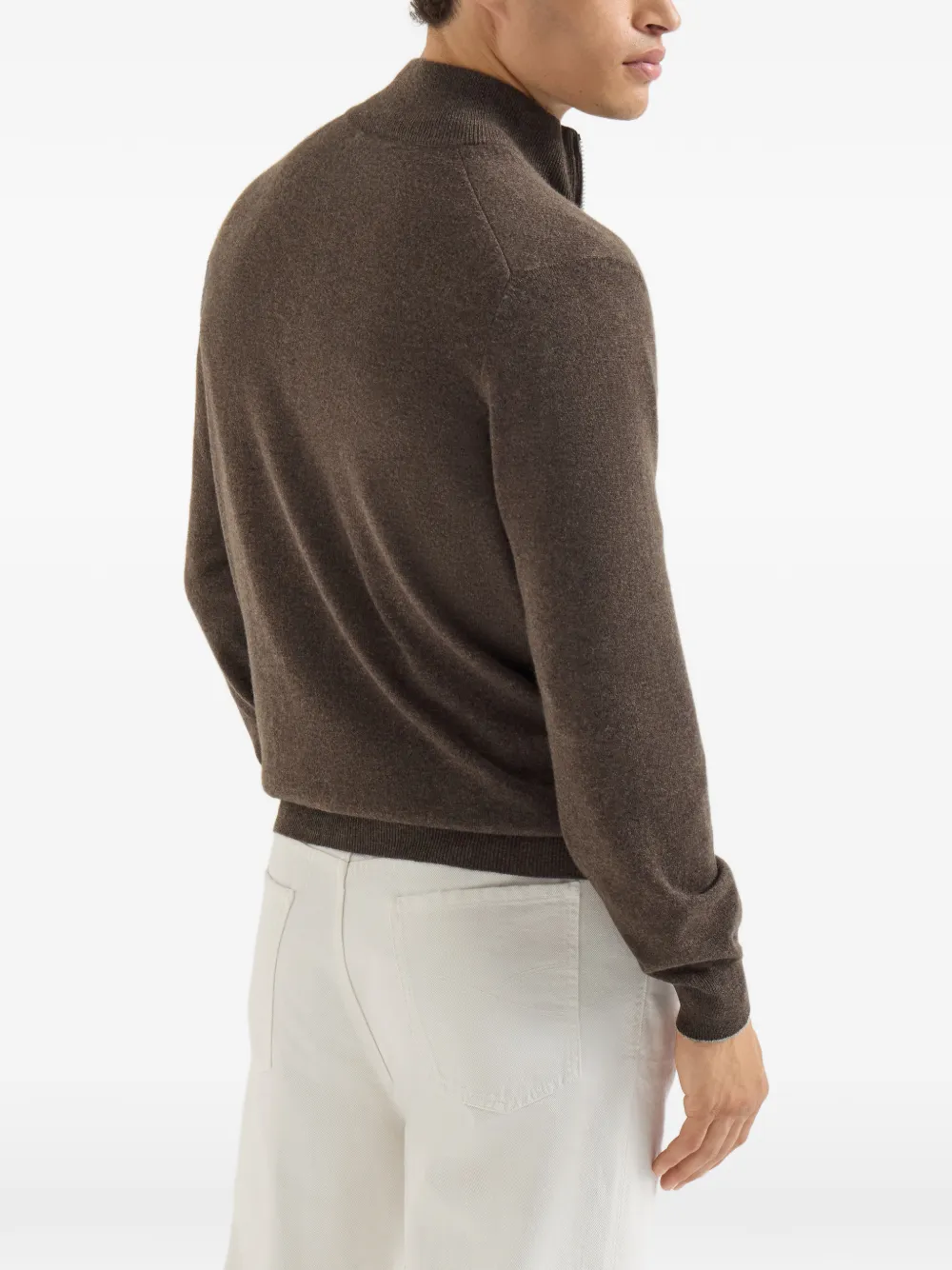Brunello Cucinelli Kasjmier vest met hoge hals en rits Bruin