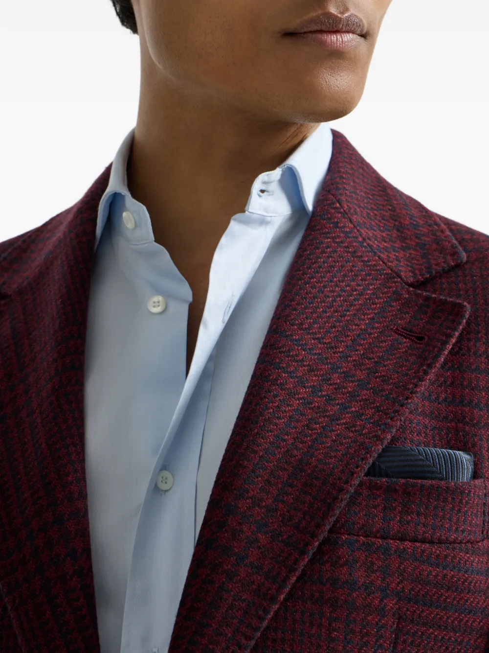 Brunello Cucinelli Zijden pochet met chevron-streep Blauw