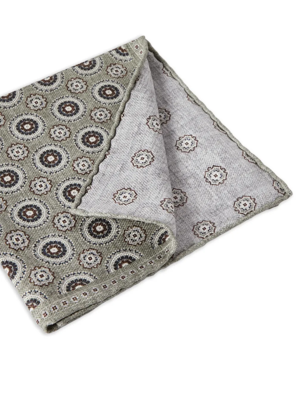 Brunello Cucinelli Zijden pochet met medaillon-design Groen