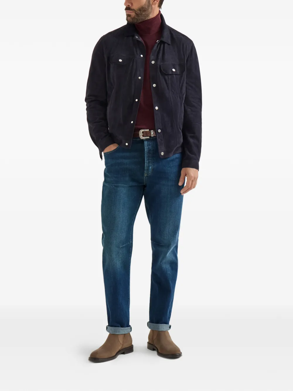 Brunello Cucinelli Mouliné kasjmier coltrui Rood