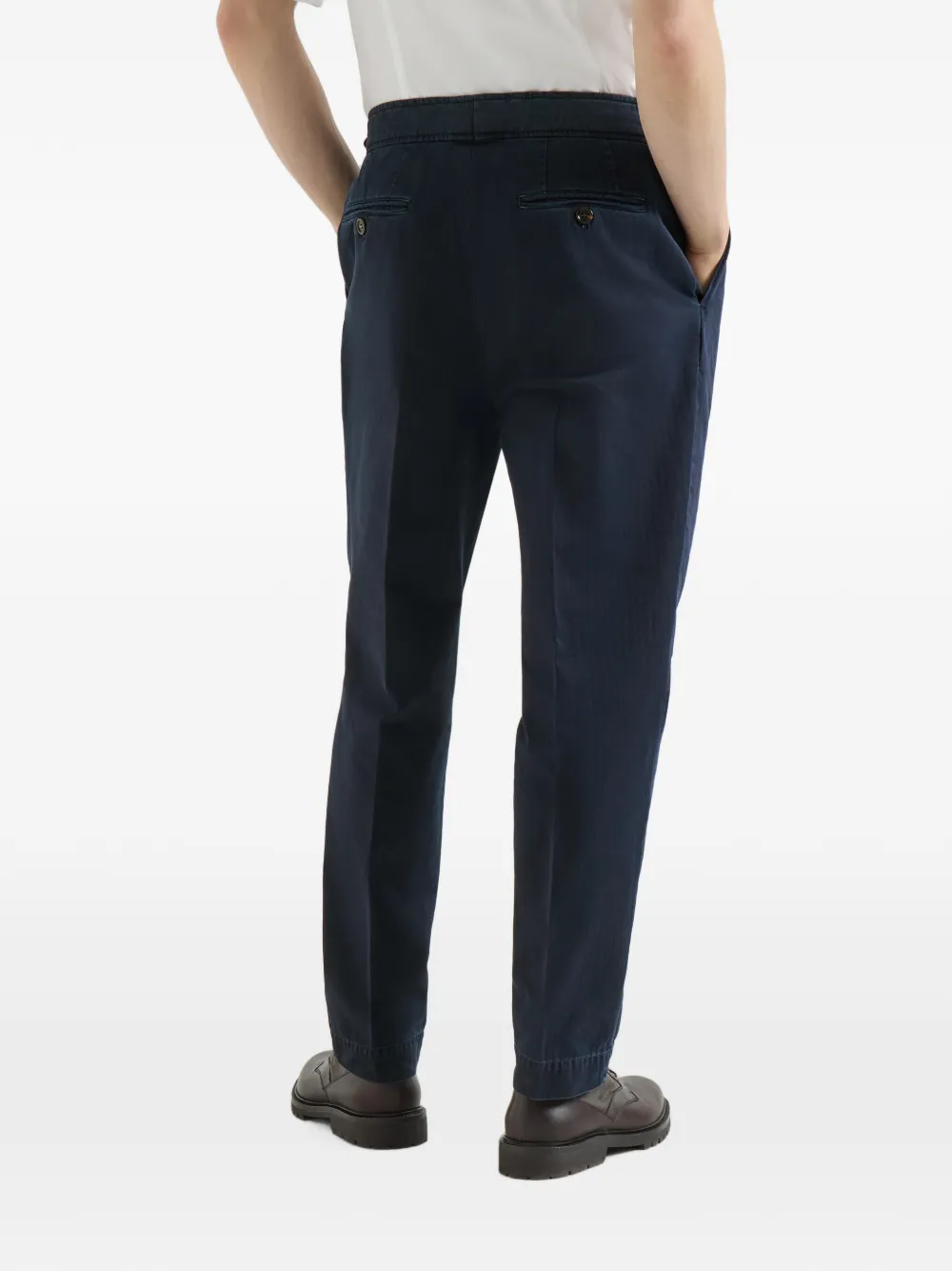 Brunello Cucinelli Broek met dubbele plooi en chevronweefsel Blauw