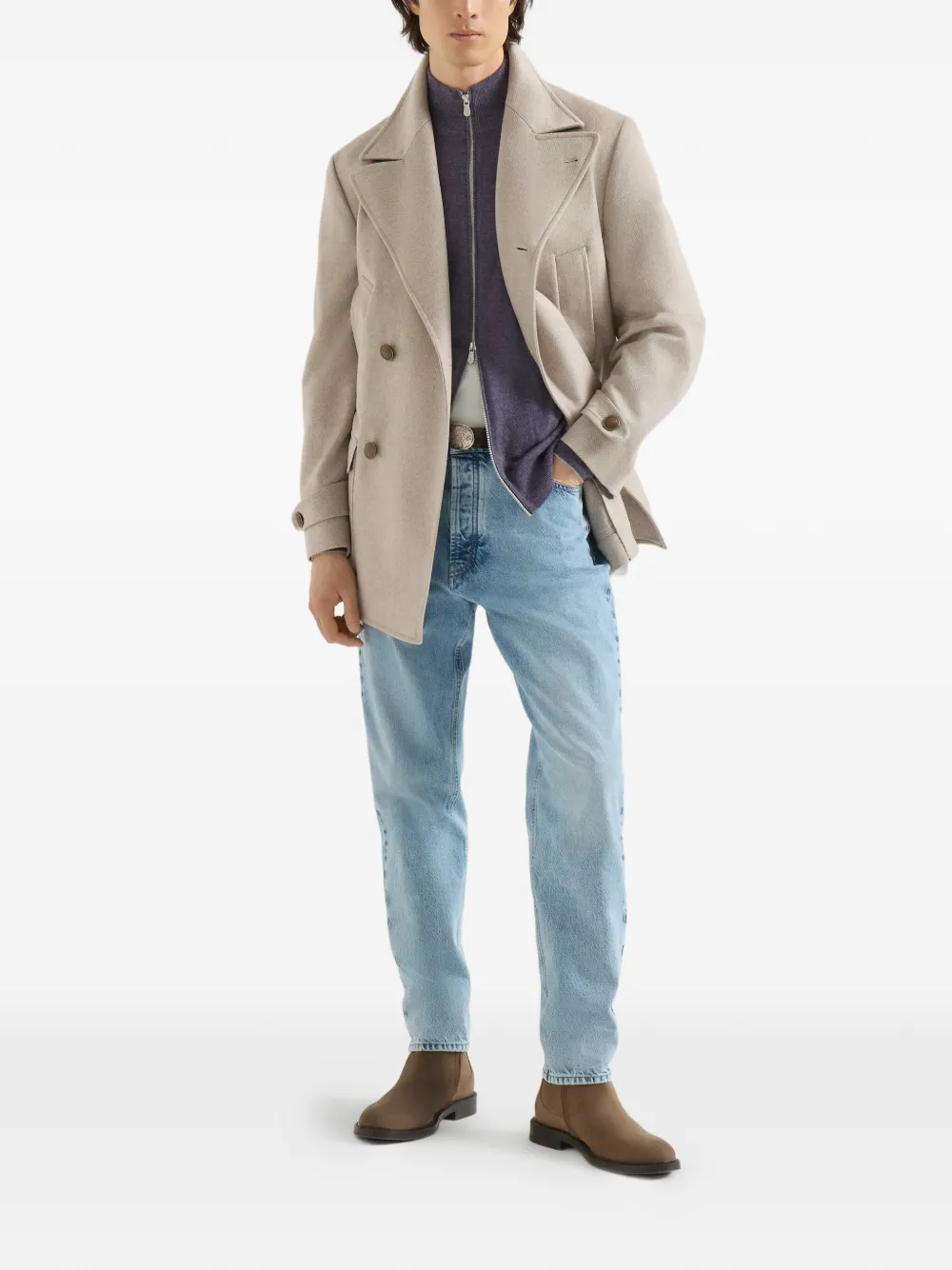 Brunello Cucinelli Kasjmier vest met hoge hals en rits Paars