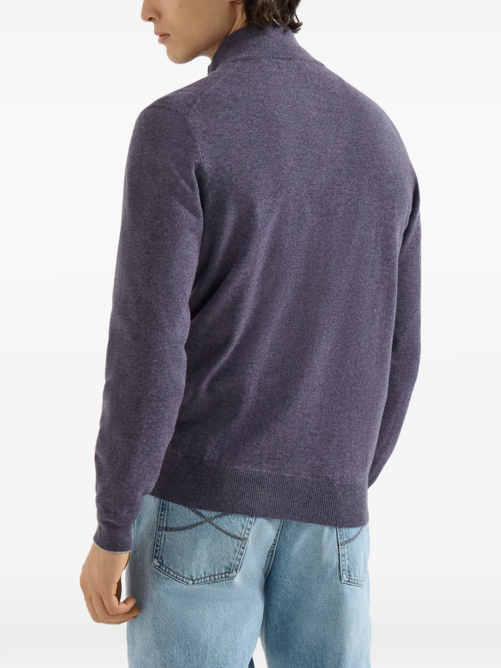 Brunello Cucinelli Kasjmier vest met hoge hals en rits Paars