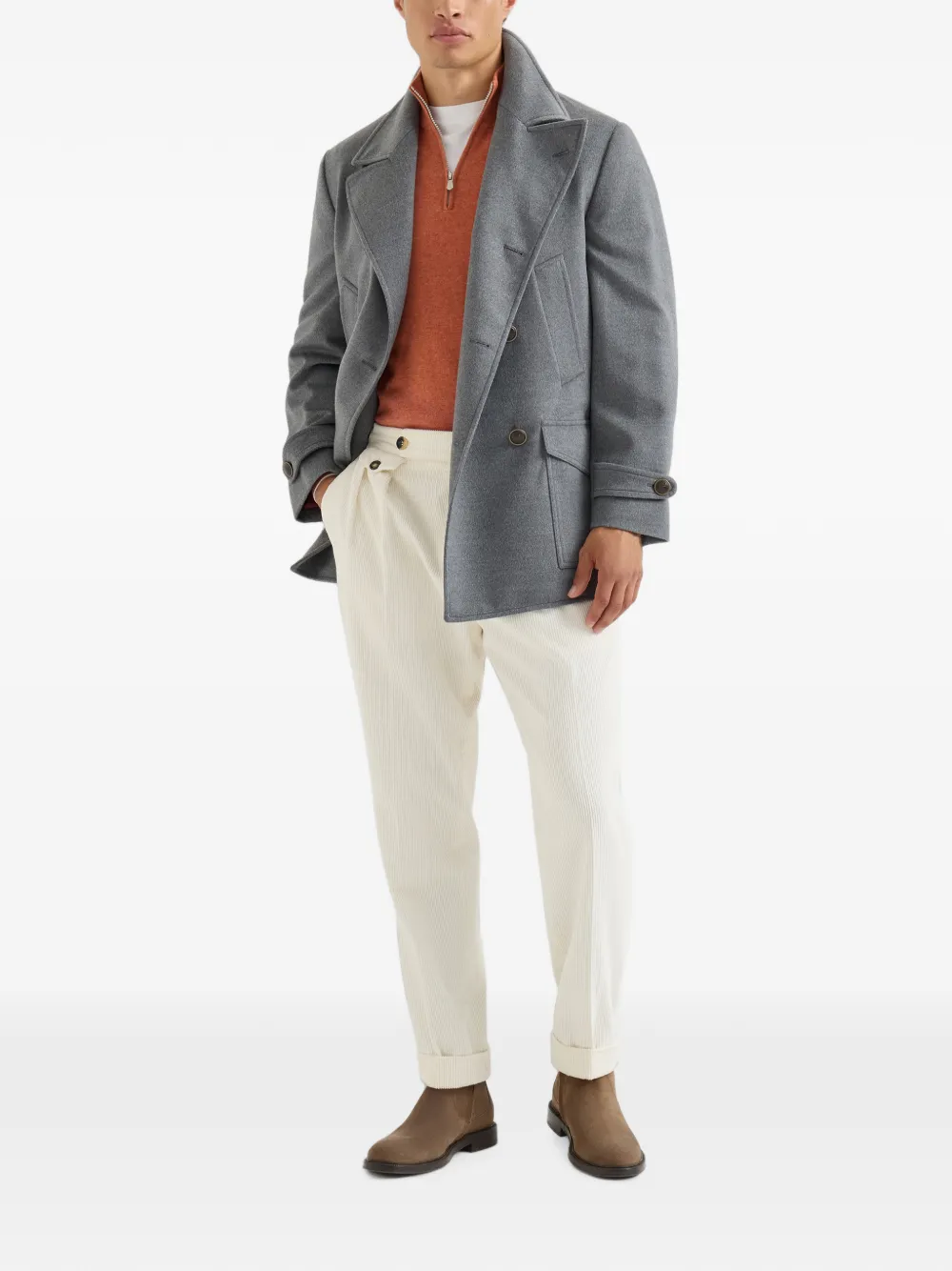 Brunello Cucinelli Kasjmier trui met halve rits Oranje