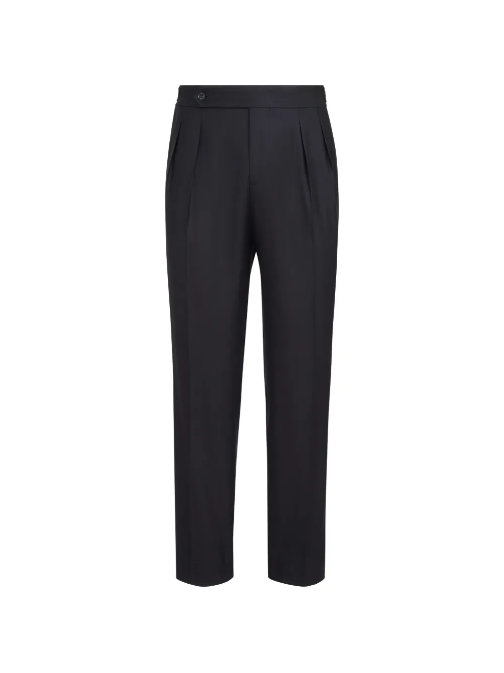Brunello Cucinelli virgin wool and silk lightweight twill tuxedo trousers with double pleats and waist tabs - Nero