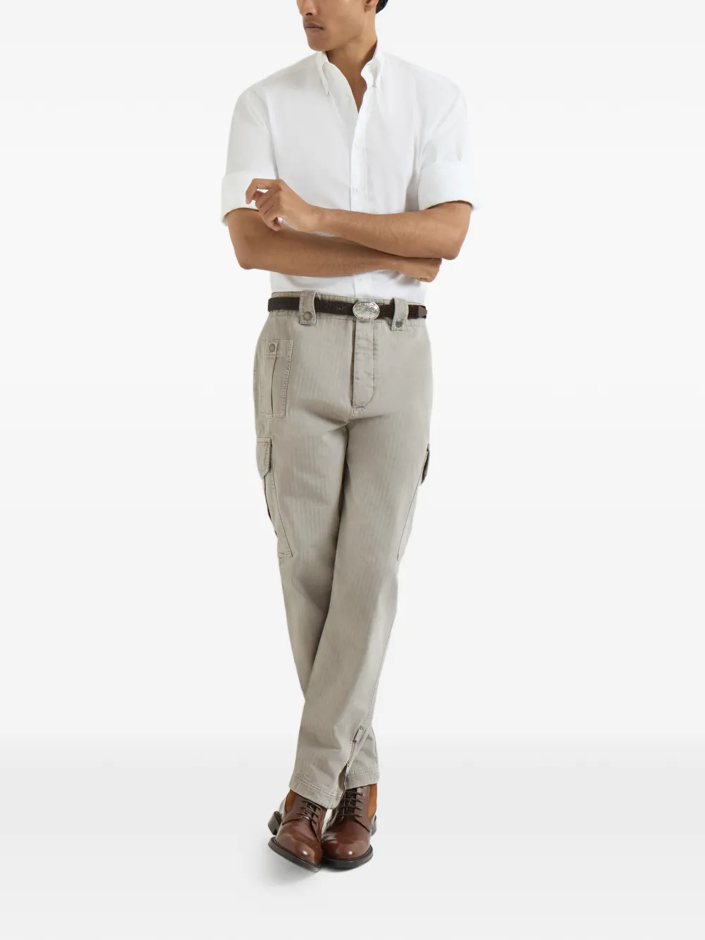 Brunello Cucinelli Broek met cargo zak Grijs
