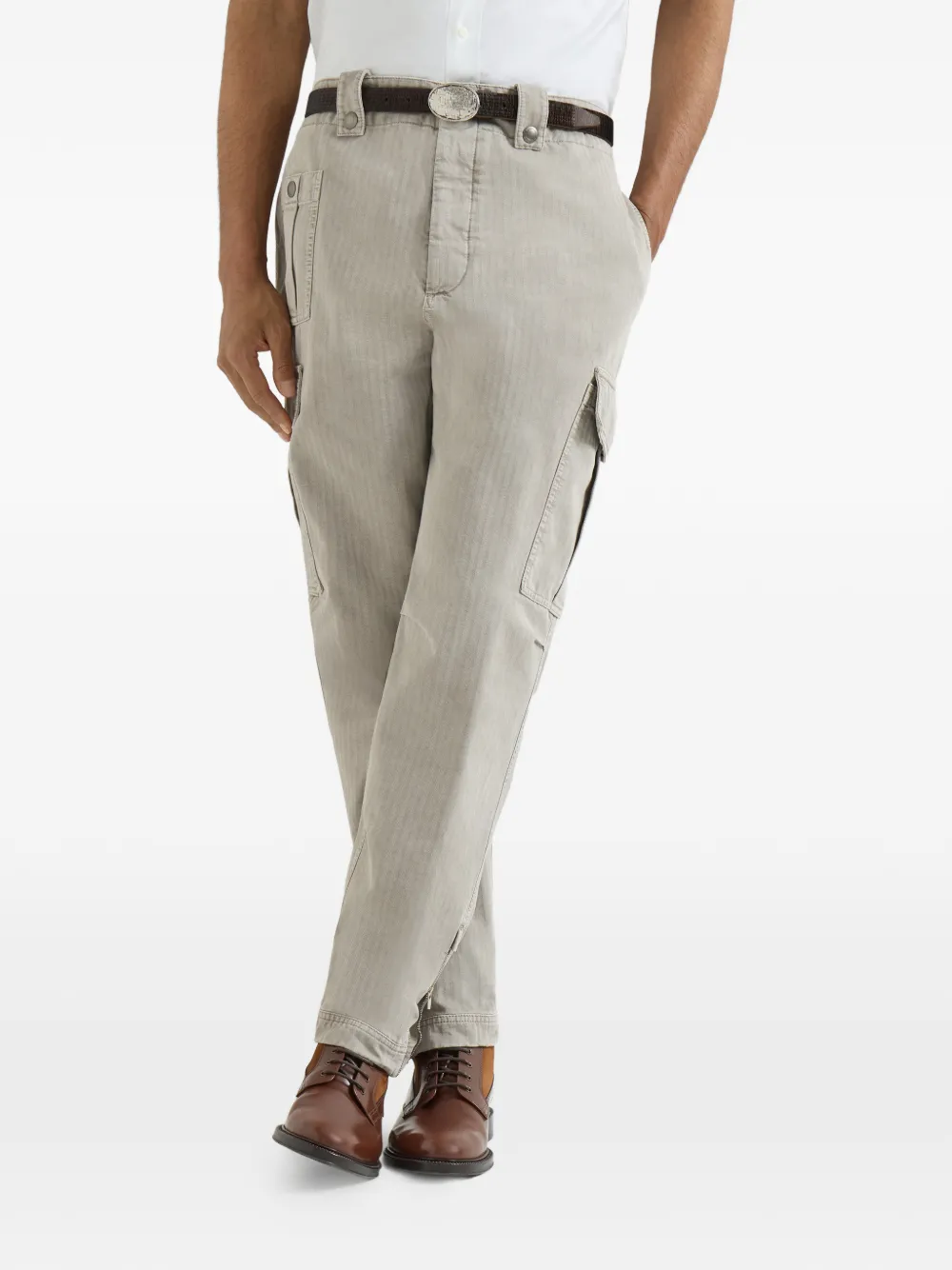 Brunello Cucinelli Broek met cargo zak Grijs