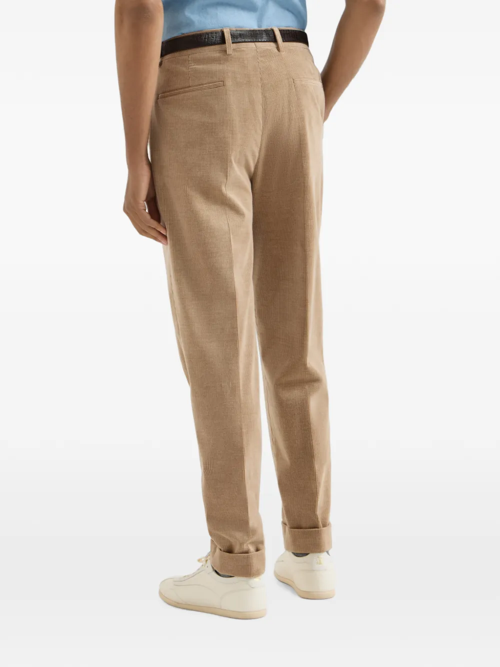 Brunello Cucinelli Comfort katoenen en kasjmier ribfluwelen broek met plooi Beige
