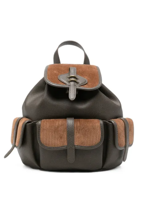 Coccinelle corduroy-panel leather-trim backpack