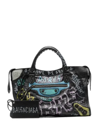 Balenciaga Pre-Owned 2000s Le City Graffiti Tote Bag | Black